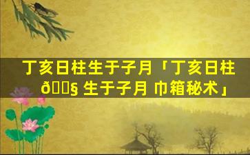 丁亥日柱生于子月「丁亥日柱 🐧 生于子月 巾箱秘术」